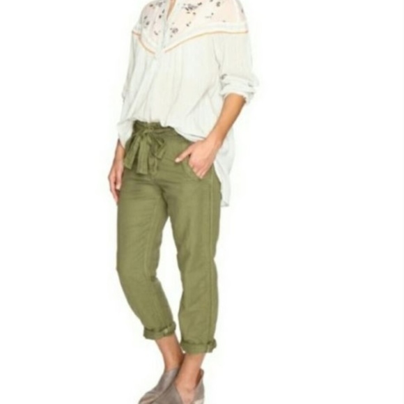 Green Free People Floral Accent Cotton Top - M - Picture 2 of 7